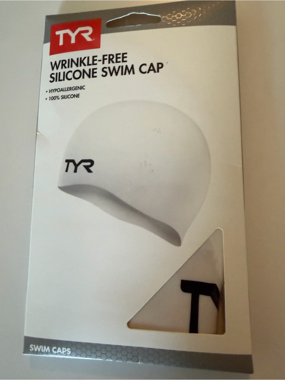 TYR White Silicone Wrinkle-Free Swim Cap